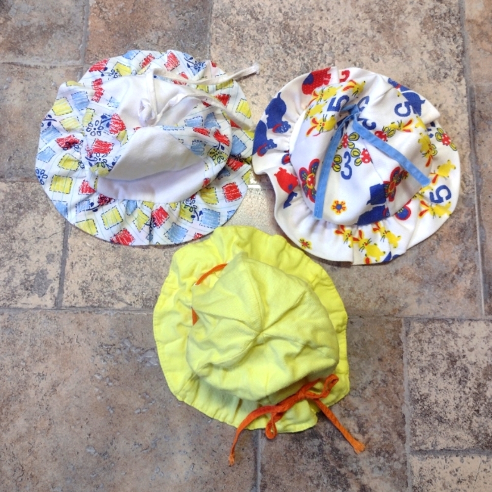 Vintage baby bonnet lot set of 3